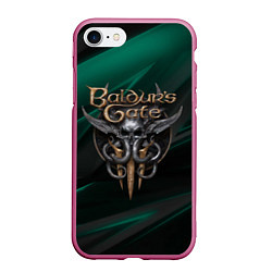 Чехол iPhone 7/8 матовый Baldurs Gate 3 logo green geometry