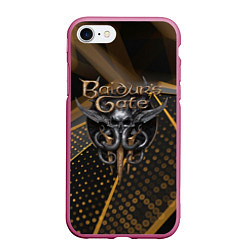 Чехол iPhone 7/8 матовый Baldurs Gate 3 logo dark gold geometry, цвет: 3D-малиновый