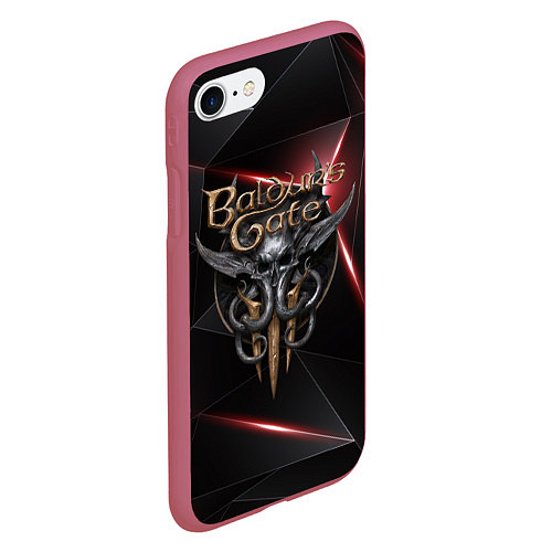 Чехол iPhone 7/8 матовый Baldurs Gate 3 logo black red / 3D-Малиновый – фото 2