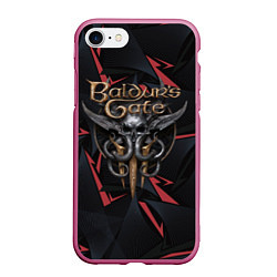 Чехол iPhone 7/8 матовый Baldurs Gate 3 logo dark red, цвет: 3D-малиновый