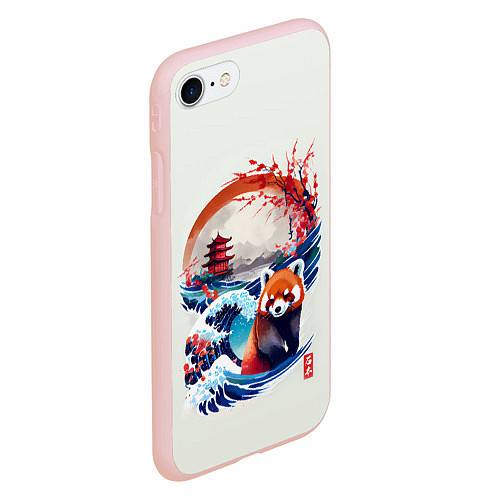 Чехол iPhone 7/8 матовый Красная панда на охоте / 3D-Светло-розовый – фото 2