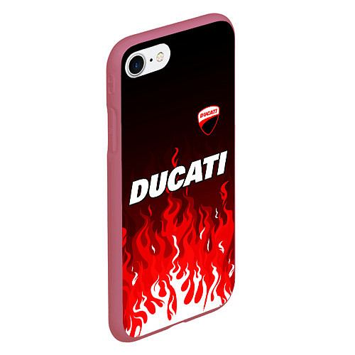 Чехол iPhone 7/8 матовый Ducati- красное пламя / 3D-Малиновый – фото 2