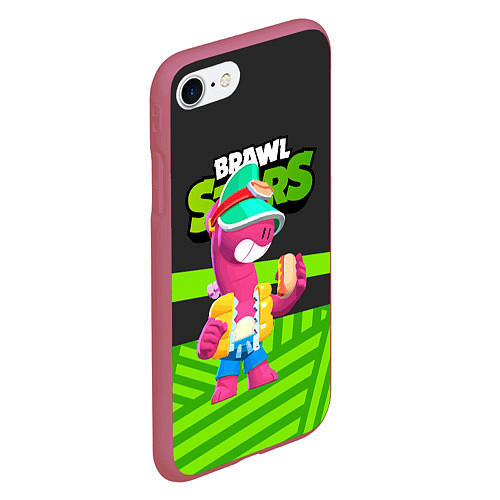 Чехол iPhone 7/8 матовый Doug Brawl stars green black / 3D-Малиновый – фото 2