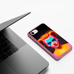 Чехол iPhone 7/8 матовый Девушка клоун с жёлтыми волосами, цвет: 3D-малиновый — фото 2