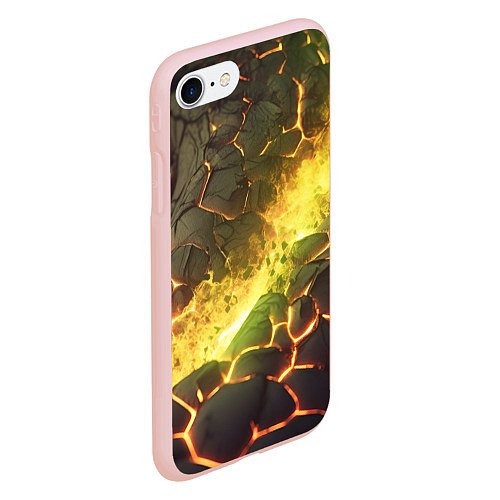 Чехол iPhone 7/8 матовый Разлом плиты с лавой / 3D-Светло-розовый – фото 2