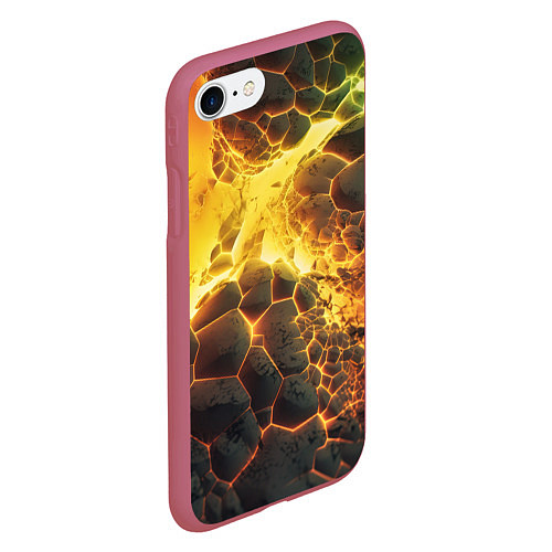 Чехол iPhone 7/8 матовый Разлом плит из лавы / 3D-Малиновый – фото 2