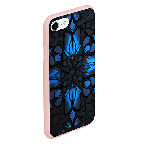 Чехол iPhone 7/8 матовый Синий абстрактный узор на плитах / 3D-Светло-розовый – фото 2