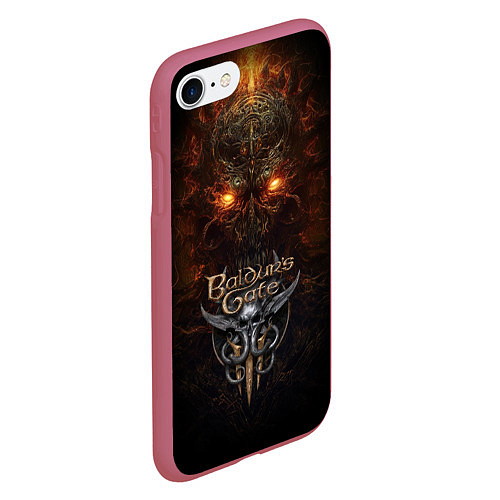 Чехол iPhone 7/8 матовый Baldurs Gate 3 logo / 3D-Малиновый – фото 2