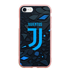 Чехол iPhone 7/8 матовый Juventus blue logo, цвет: 3D-светло-розовый