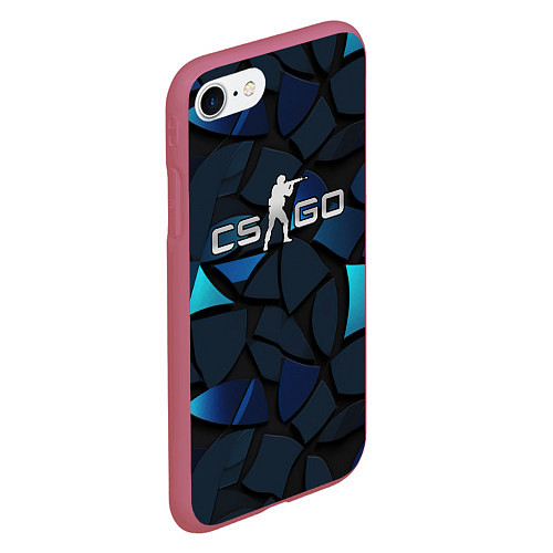 Чехол iPhone 7/8 матовый CS GO blue black elements / 3D-Малиновый – фото 2