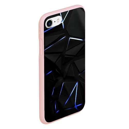 Чехол iPhone 7/8 матовый Black texture neon line / 3D-Светло-розовый – фото 2