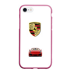 Чехол iPhone 7/8 матовый Porsche car, цвет: 3D-малиновый