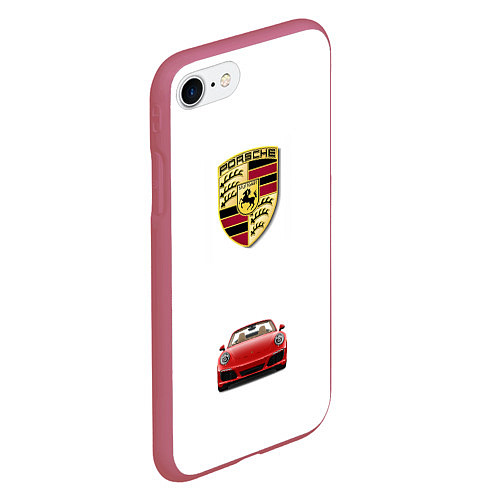 Чехол iPhone 7/8 матовый Porsche car / 3D-Малиновый – фото 2