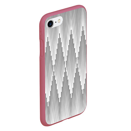 Чехол iPhone 7/8 матовый Серые длинные ромбы / 3D-Малиновый – фото 2