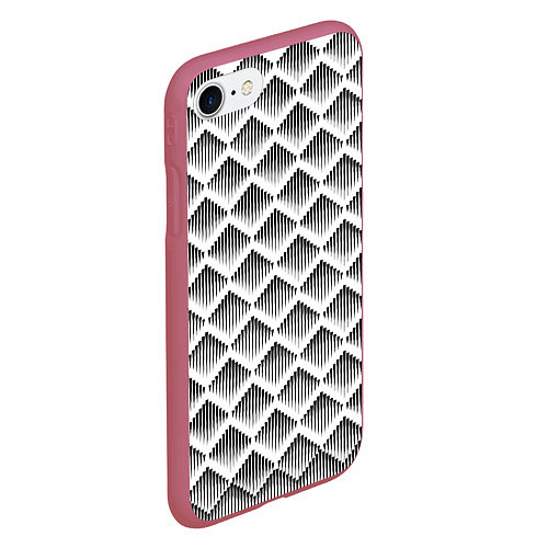 Чехол iPhone 7/8 матовый Ромбы из черных треугольников / 3D-Малиновый – фото 2