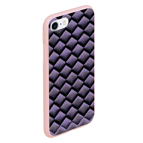 Чехол iPhone 7/8 матовый Фиолетовые выпуклые ромбы / 3D-Светло-розовый – фото 2