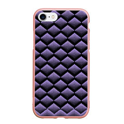 Чехол iPhone 7/8 матовый Фиолетовые выпуклые ромбы, цвет: 3D-светло-розовый
