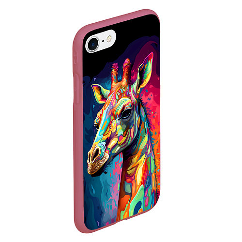 Чехол iPhone 7/8 матовый Психоделический жираф / 3D-Малиновый – фото 2