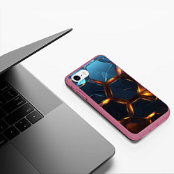 Чехол iPhone 7/8 матовый Объемные плиты со светом, цвет: 3D-малиновый — фото 2