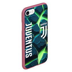 Чехол iPhone 7/8 матовый Juventus green neon, цвет: 3D-малиновый — фото 2