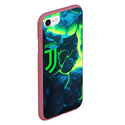 Чехол iPhone 7/8 матовый Juventus green neon, цвет: 3D-малиновый — фото 2