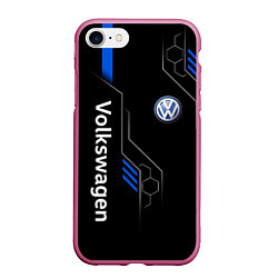 Чехол iPhone 7/8 матовый Volkswagen - blue technology, цвет: 3D-малиновый