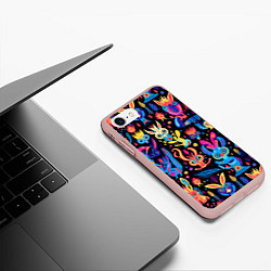 Чехол iPhone 7/8 матовый Космические монстрики, цвет: 3D-светло-розовый — фото 2