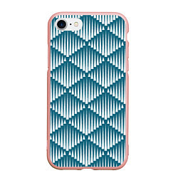 Чехол iPhone 7/8 матовый Большие синие вдавленные ромбы, цвет: 3D-светло-розовый