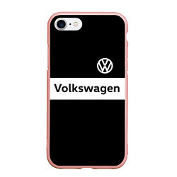 Чехол iPhone 7/8 матовый Фольцваген - черный и белый, цвет: 3D-светло-розовый