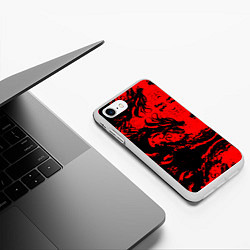 Чехол iPhone 7/8 матовый Черный дракон на красном небе, цвет: 3D-белый — фото 2