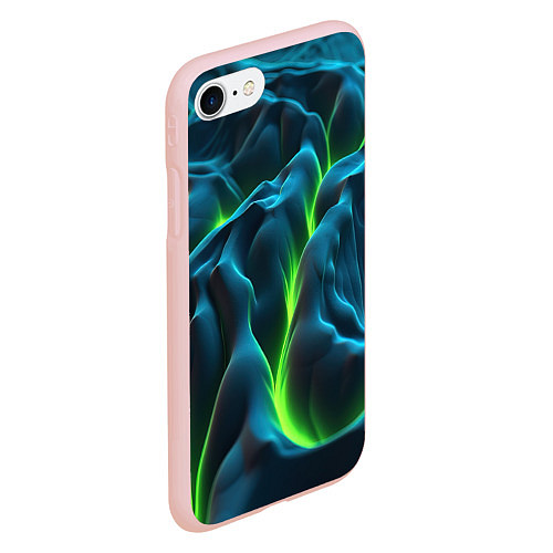 Чехол iPhone 7/8 матовый Зеленая кислотная текстура с плитами / 3D-Светло-розовый – фото 2