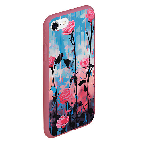Чехол iPhone 7/8 матовый Цветочная аура / 3D-Малиновый – фото 2