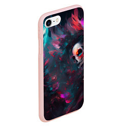Чехол iPhone 7/8 матовый Череп - красочная фантазия - нейросеть, цвет: 3D-светло-розовый — фото 2