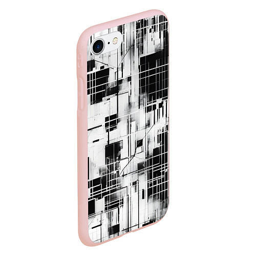 Чехол iPhone 7/8 матовый Кибер Сетка гранж / 3D-Светло-розовый – фото 2