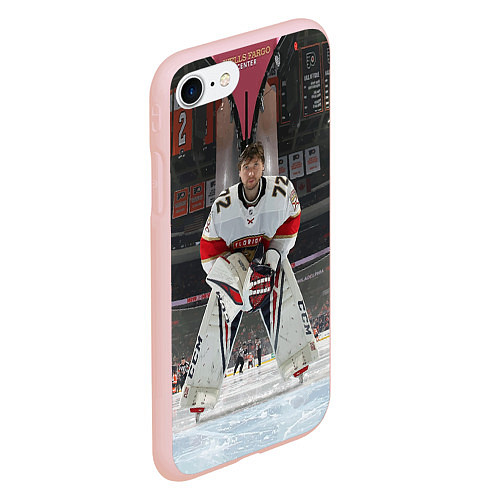 Чехол iPhone 7/8 матовый Sergey Bobrovsky - Florida panthers - hockey / 3D-Светло-розовый – фото 2