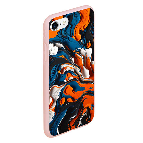 Чехол iPhone 7/8 матовый Акриловые краски - оранжевые / 3D-Светло-розовый – фото 2