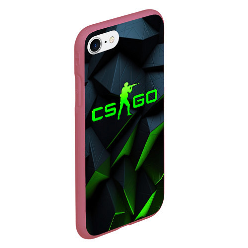 Чехол iPhone 7/8 матовый CSGO green texture logo / 3D-Малиновый – фото 2