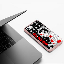 Чехол iPhone 7/8 матовый Клинок рассекающий демонов - Танджиро, цвет: 3D-светло-розовый — фото 2