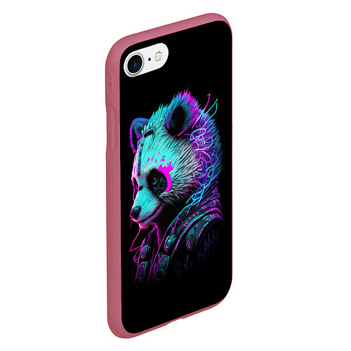 Чехол iPhone 7/8 матовый Панда киберпанк / 3D-Малиновый – фото 2