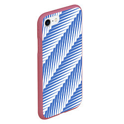 Чехол iPhone 7/8 матовый Голубая белая диагональ, цвет: 3D-малиновый — фото 2
