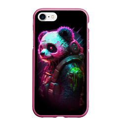 Чехол iPhone 7/8 матовый Cyberpunk panda, цвет: 3D-малиновый