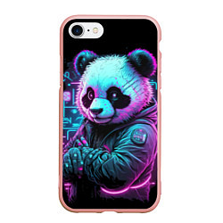 Чехол iPhone 7/8 матовый Панда в неоновом свете, цвет: 3D-светло-розовый