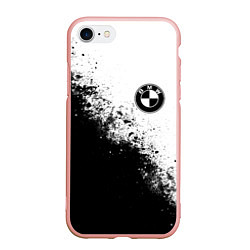 Чехол iPhone 7/8 матовый BMW - black and white, цвет: 3D-светло-розовый