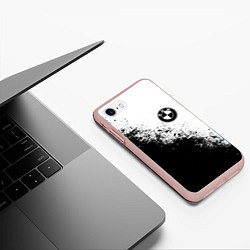 Чехол iPhone 7/8 матовый BMW - black and white, цвет: 3D-светло-розовый — фото 2