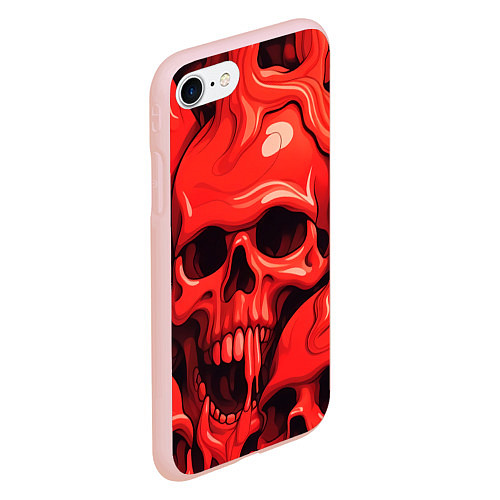 Чехол iPhone 7/8 матовый Черепа красные / 3D-Светло-розовый – фото 2