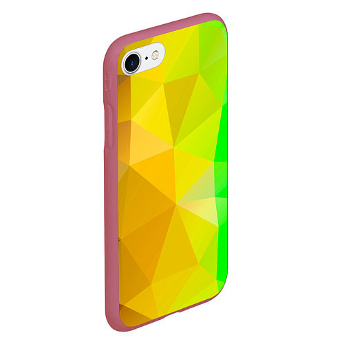 Чехол iPhone 7/8 матовый Жёлто-зелёная геометрия / 3D-Малиновый – фото 2