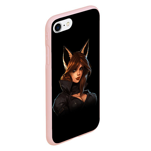 Чехол iPhone 7/8 матовый Девушка с ушами лисы / 3D-Светло-розовый – фото 2