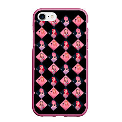Чехол iPhone 7/8 матовый Клеточка black pink, цвет: 3D-малиновый