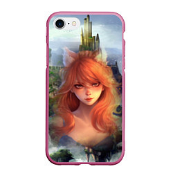 Чехол iPhone 7/8 матовый Аниме девушка лиса, цвет: 3D-малиновый