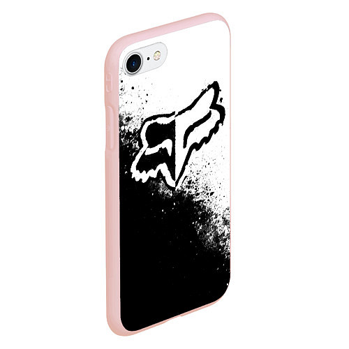 Чехол iPhone 7/8 матовый Fox motocross - черно-белые пятна / 3D-Светло-розовый – фото 2